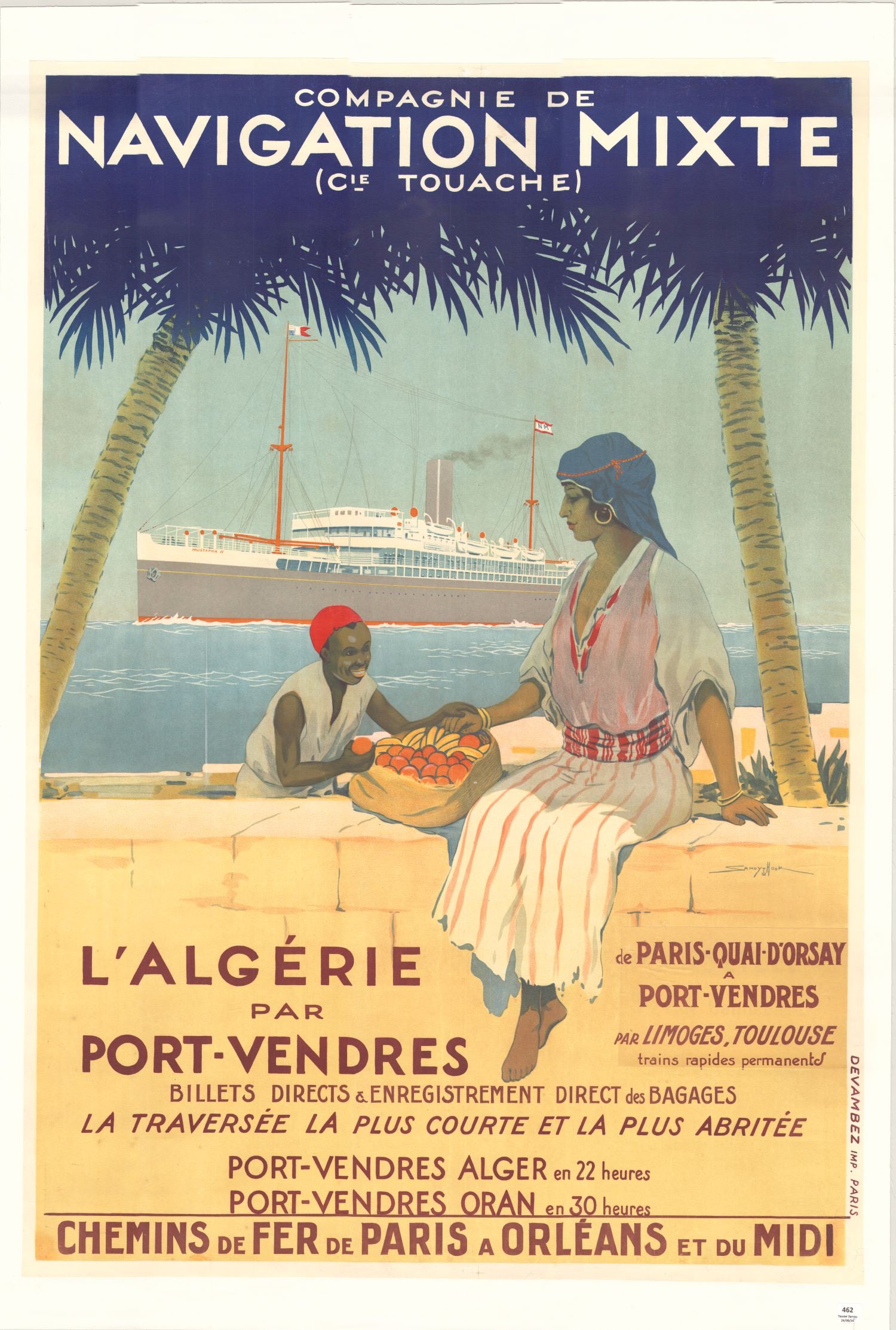 Compagnie De Navigation Mixte, Algeria via Port Vendres, 1920